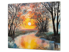 UNIQUE Tempered GLASS Kitchen Board 60D05A: Sunset