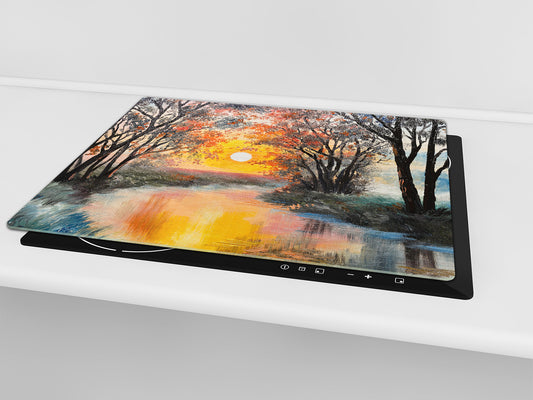 UNIQUE Tempered GLASS Kitchen Board 60D05A: Sunset