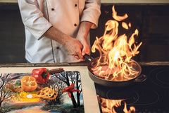 UNIQUE Tempered GLASS Kitchen Board 60D05A: Sunset