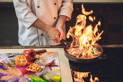 Induction Cooktop Cover –Shatter Resistant Glass Kitchen Board – Hob cover; MEASURES: SINGLE: 60 x 52 cm (23,62” x 20,47”); DOUBLE: 30 x 52 cm (11,81” x 20,47”); D32 Paintings Series: Digital flower painting