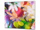 Induction Cooktop Cover –Shatter Resistant Glass Kitchen Board – Hob cover; MEASURES: SINGLE: 60 x 52 cm (23,62” x 20,47”); DOUBLE: 30 x 52 cm (11,81” x 20,47”); D32 Paintings Series: Impressionist flowers