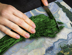 Induction Cooktop Cover –Shatter Resistant Glass Kitchen Board – Hob cover; MEASURES: SINGLE: 60 x 52 cm (23,62” x 20,47”); DOUBLE: 30 x 52 cm (11,81” x 20,47”); D32 Paintings Series: Wheat Field with Cypresses by Van Gogh