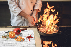 Tempered GLASS Kitchen Board – Impact & Scratch Resistant D10B Textures Series B: Brick Wall 21