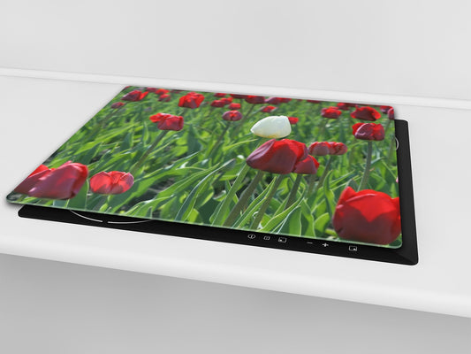 Glass Cutting Board and Worktop Saver D06 Flowers Series: Tulips 3