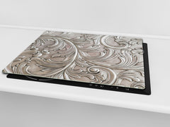 TEMPERED GLASS CHOPPING BOARD – Glass Cutting Board and Worktop Saver – Worktop protector; MEASURES: SINGLE: 60 x 52 cm (23,62” x 20,47”); DOUBLE: 30 x 52 cm (11,81” x 20,47”); D30 Decorative Surfaces Series: Luxury handcraft