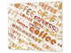 Tagliere in VETRO temperato – Proteggi-piano di lavoro e spianatoia; D05 Serie Caffè Iscrizione
