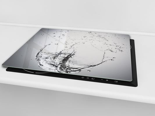 CUTTING BOARD and Cooktop Cover - Impact & Shatter Resistant Glass D02 Water Series: Drops of water 1