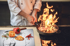 CUTTING BOARD and Cooktop Cover - Impact & Shatter Resistant Glass D02 Water Series: Drops of water 1