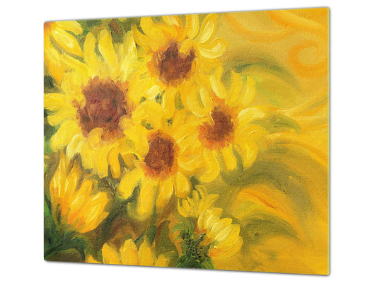 UNIQUE Tempered GLASS Kitchen Board 60D05A: Sunflowers 4