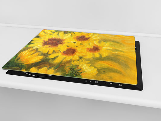 UNIQUE Tempered GLASS Kitchen Board 60D05A: Sunflowers 4