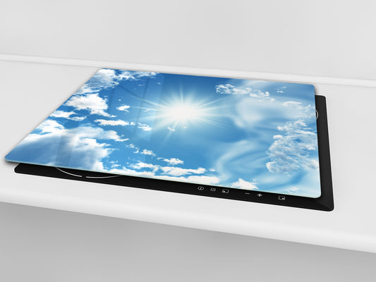 Tempered GLASS Kitchen Board – Impact & Scratch Resistant; D08 Nature Series: Sky 2