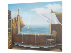 UNIQUE Tempered GLASS Kitchen Board 60D05A: View of the lighthouse