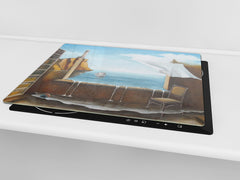 UNIQUE Tempered GLASS Kitchen Board 60D05A: View of the lighthouse