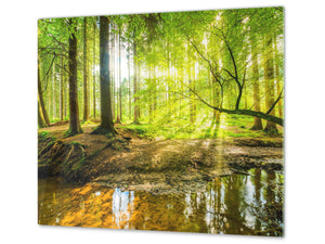 Tempered GLASS Kitchen Board – Impact & Scratch Resistant; D08 Nature Series: Forest 4