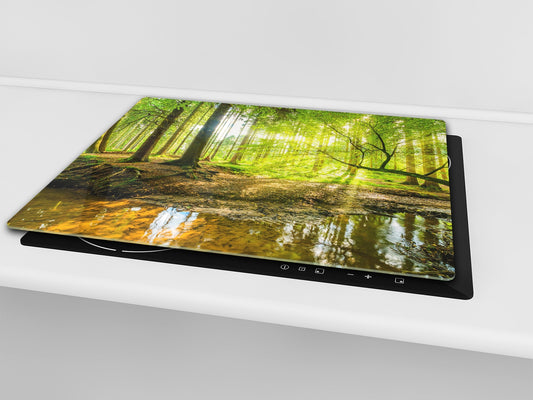 Tempered GLASS Kitchen Board – Impact & Scratch Resistant; D08 Nature Series: Forest 4