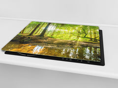 Planche à découper en verre trempé ; D08  Série Nature: Forêt 4