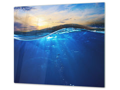 CUTTING BOARD and Cooktop Cover - Impact & Shatter Resistant Glass D02 Water Series: Water 6