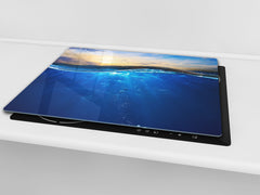 CUTTING BOARD and Cooktop Cover - Impact & Shatter Resistant Glass D02 Water Series: Water 6