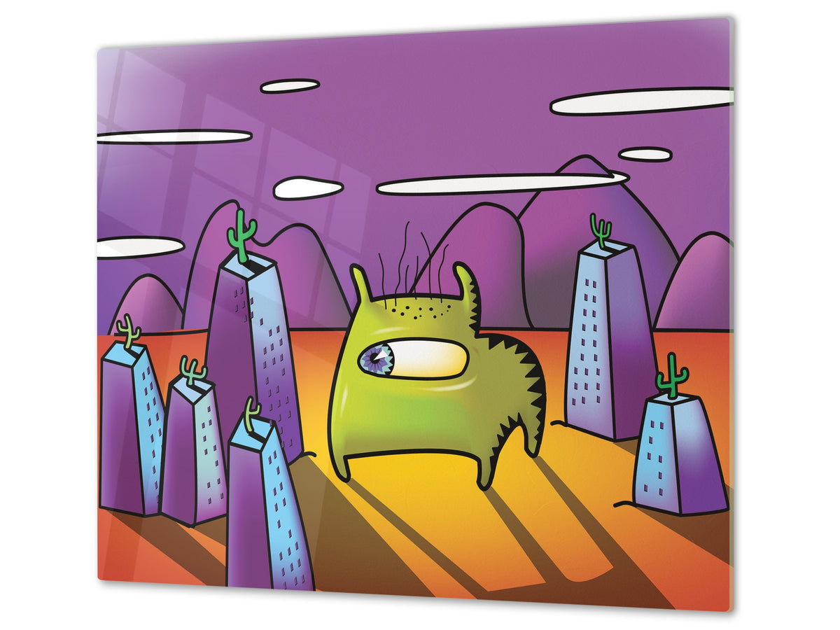 Tempered GLASS Kitchen Board D16 Blurby World: Cactus