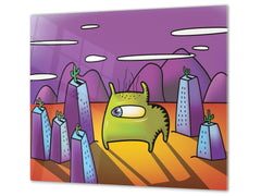 Tempered GLASS Kitchen Board D16 Blurby World: Cactus