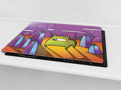 Tempered GLASS Kitchen Board D16 Blurby World: Cactus