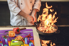 Tempered GLASS Kitchen Board D16 Blurby World: Cactus