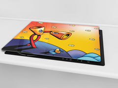 Tempered GLASS Kitchen Board D16 Blurby World: Call of the hills