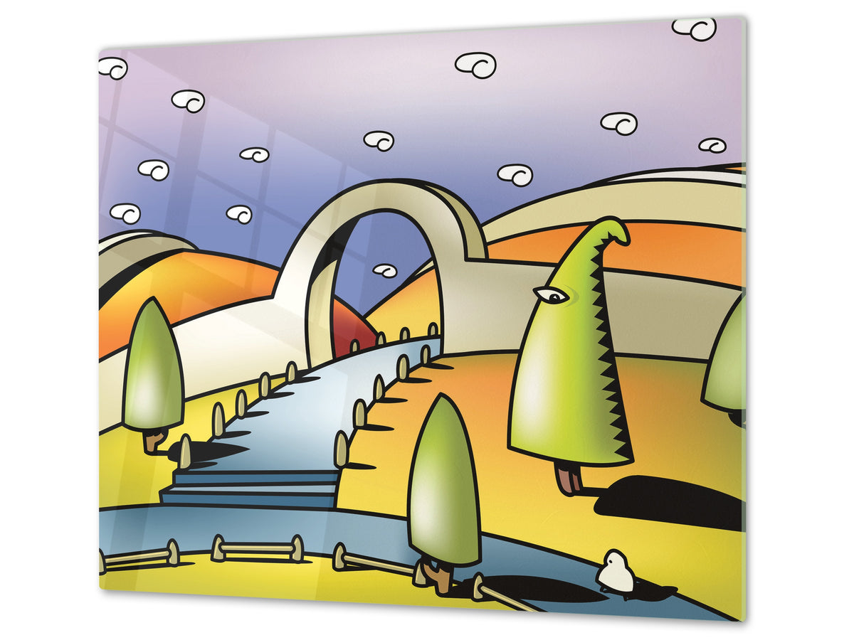 Tempered GLASS Kitchen Board D16 Blurby World: Shadow