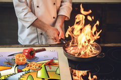 Tempered GLASS Kitchen Board D16 Blurby World: Shadow