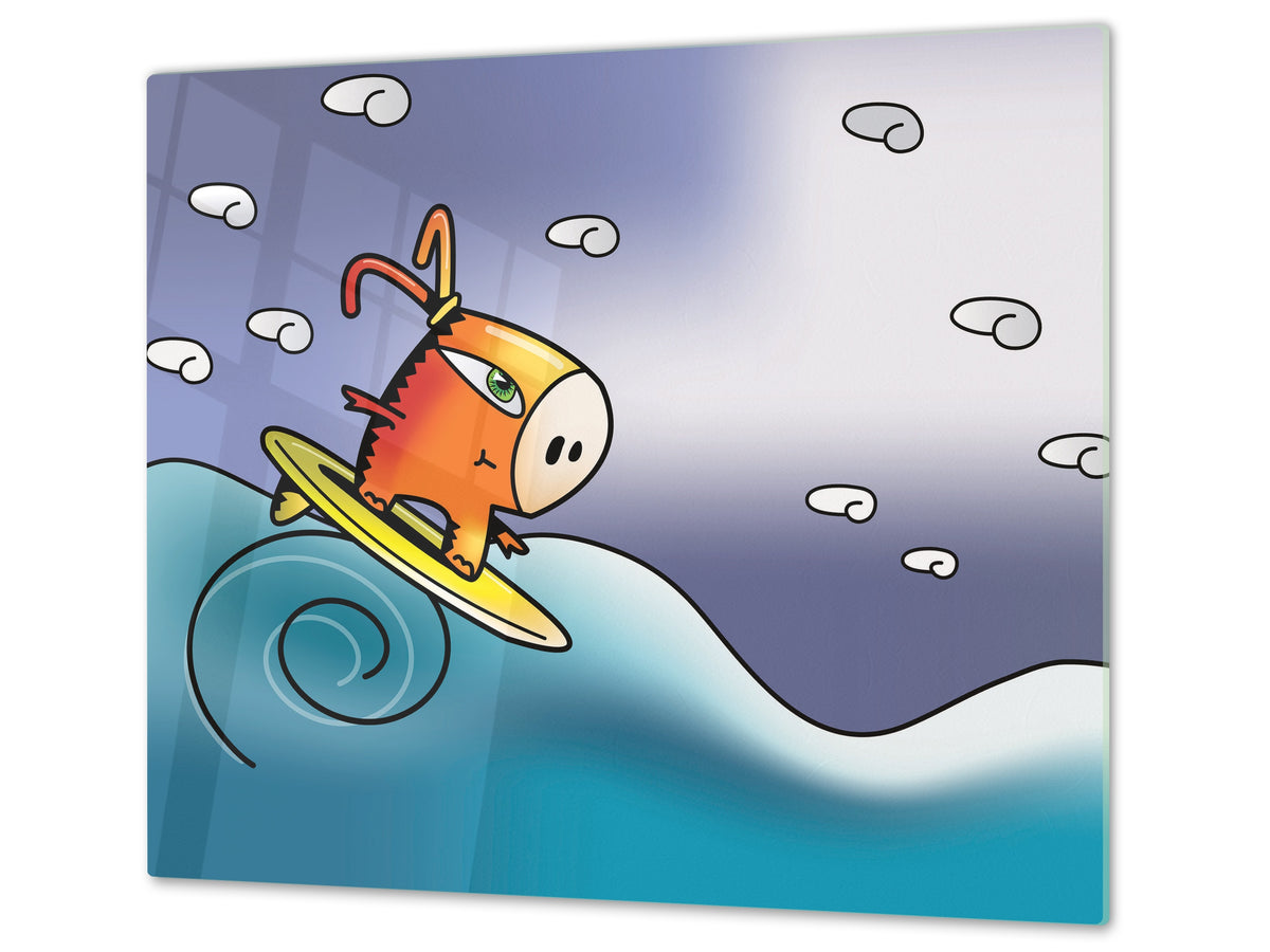 Tempered GLASS Kitchen Board D16 Blurby World: Wave