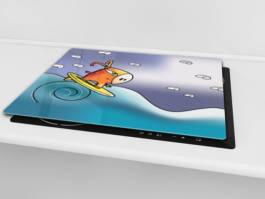 Tempered GLASS Kitchen Board D16 Blurby World: Wave