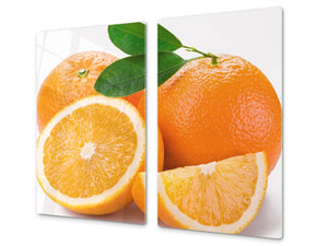 Tabla de cocina de vidrio templado - Tabla de corte de cristal resistente D07 Frutas y verduras: Naranja 23