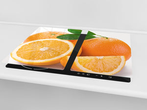 Küchenbrett aus Hartglas und Induktionskochplattenabdeckung – Schneideplatten; D07 Fruits and vegetables:  Orange 23