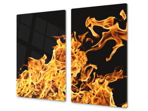 Tempered Glass Cutting Board and Worktop Saver D03 Fire Series: Fire 6