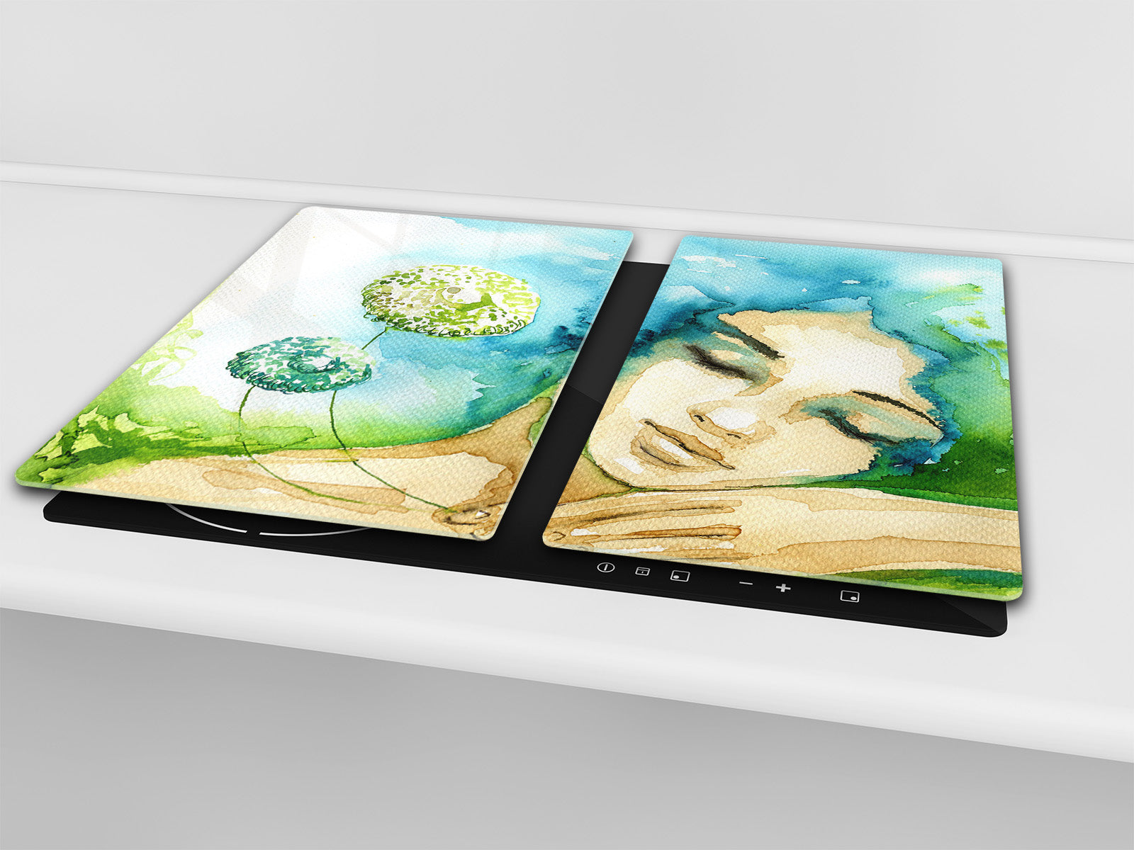 Glass stove top 60D19: A sleeping woman