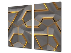 UNIQUE Tempered GLASS Kitchen Board – Scratch Resistant Glass Cutting Board – Glass Countertop MEASURES: SINGLE: 60 x 52 cm (23,62” x 20,47”); DOUBLE: 30 x 52 cm (11,81” x 20,47”); D29 Colourful Variety Series: Glossy geometric modules