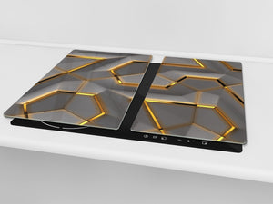 UNIQUE Tempered GLASS Kitchen Board – Scratch Resistant Glass Cutting Board – Glass Countertop MEASURES: SINGLE: 60 x 52 cm (23,62” x 20,47”); DOUBLE: 30 x 52 cm (11,81” x 20,47”); D29 Colourful Variety Series: Glossy geometric modules