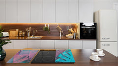 Tempered GLASS Kitchen Board – Impact & Scratch Resistant D27 Vintage leaves and patterns Series: Gradient jungle