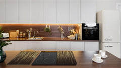 Tempered GLASS Cutting Board – Worktop saver and Pastry Board – Glass Kitchen Board; MEASURES: SINGLE: 60 x 52 cm (23,62” x 20,47”); DOUBLE: 30 x 52 cm (11,81” x 20,47”); D28 Golden Waves Series: Gold glitter