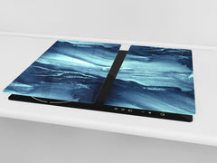 CUTTING BOARD and Cooktop Cover - Impact & Shatter Resistant Glass D02 Water Series: Texture 121