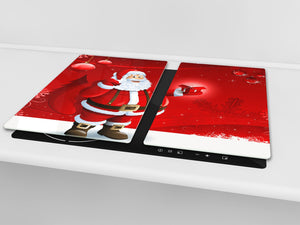 Schneidbrett aus Hartglas und schützende Arbeitsoberfläche; D20 Weihnachtsserie: Roter Weihnachtsmann