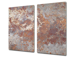 Chopping Board -  Impact & Scratch Resistant - Glass Cutting Board D24 Rusted textures Series: Rusted metal