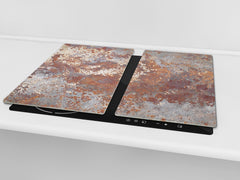 Chopping Board -  Impact & Scratch Resistant - Glass Cutting Board D24 Rusted textures Series: Rusted metal