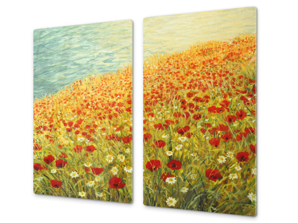 Glass Cutting Board and Worktop Saver D06 Flowers Series: Poppies 4