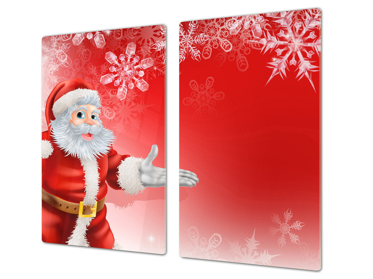 CUTTING BOARD and Cooktop Cover ;D20 Christmas Series: Santa Claus in the snow