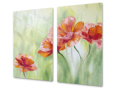 Glass Cutting Board and Worktop Saver D06 Flowers Series: Poppies 2