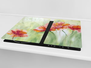 Glass Cutting Board and Worktop Saver D06 Flowers Series: Poppies 2