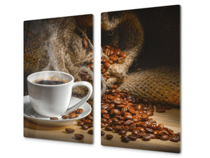 Tagliere in VETRO temperato – Proteggi-piano di lavoro e spianatoia; D05 Serie Caffè Caffè 95