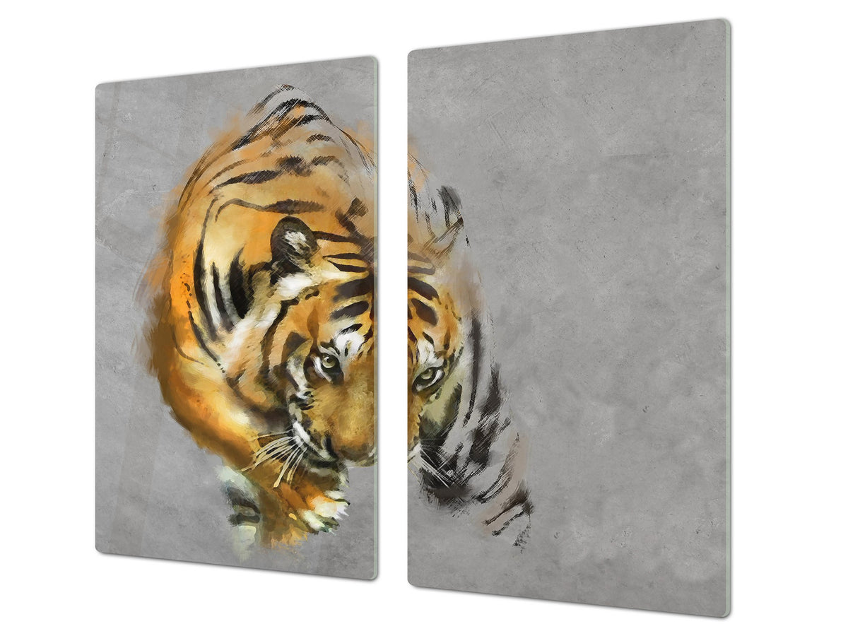 Tempered GLASS Cutting Board 60D01: Tiger