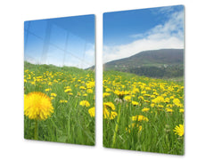 Küchenbrett aus Hartglas und Kochplattenabdeckung; D08 Nature Series:  Flowers